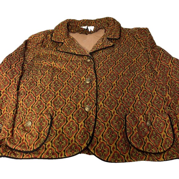 Vintage Fischer Fashion Womens Blazer Short Brown Floral Pattern Size 18 - Picture 6 of 10